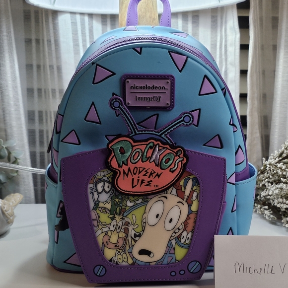 Loungefly Nickelodeon Rockos Modern Life Lenitcular TV Mini Backpack 90s NEW - Picture 1 of 2